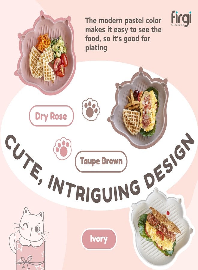 Firgi MEOWMEOW TAUPE BROWN | Food Grade Silicone Dishware Plates for Baby and Toddlers | Unbreakable Durable Material Silicone Tray | BPA Free | Baby Led Weaning | Use Either Lid, Plate | Korea Made - Image 4